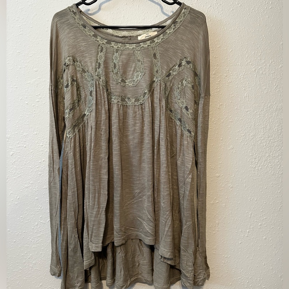 Entro Long Sleeve Flowy Shirt Green Size M